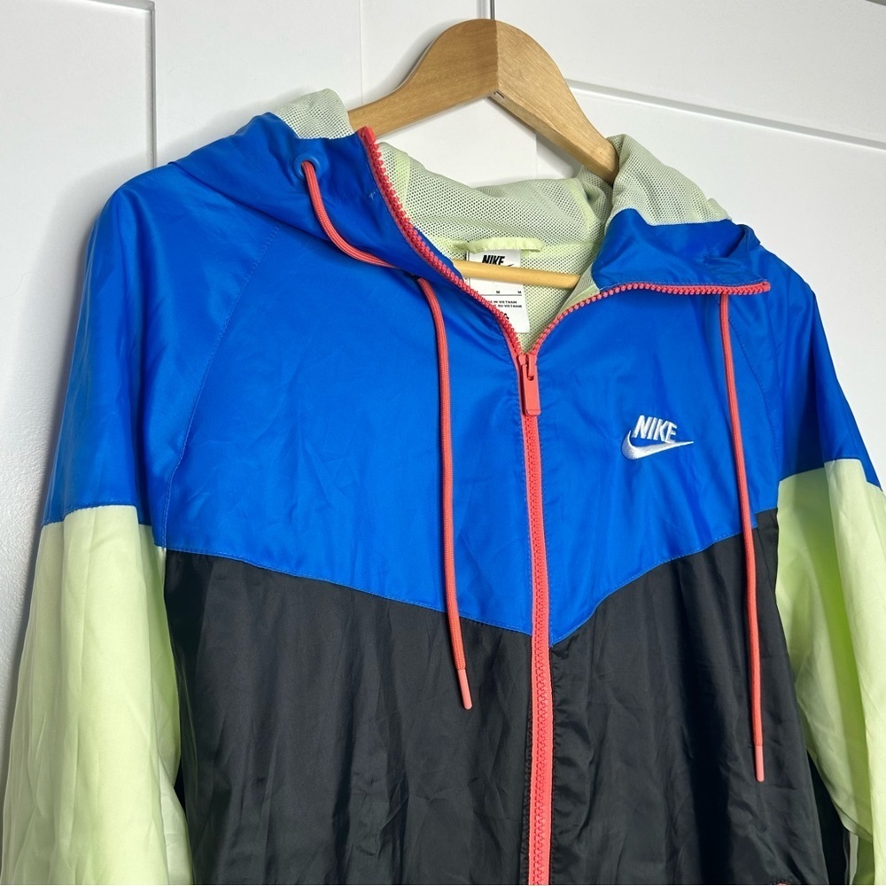 Nike Windrunner Hooded Jacket medium black blue green windbreaker lightweight - Picture 7 of 14